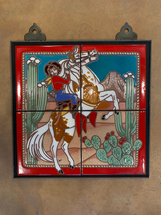 12x12 Cowgirl Hand Glazed Tile Mural