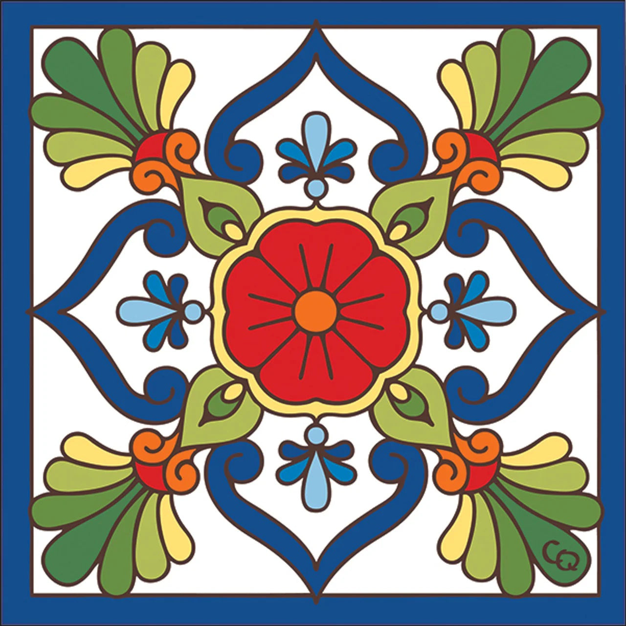 10/1 10am: Glaze a 6" Art Tile Workshop - Colorful Talavera Tile