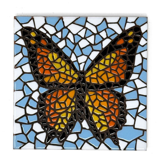 10/8 10am: Glaze a 6" Art Tile Workshop - Mosaic-look Butterfly Tile  or Choose another pre-outlined design to glaze