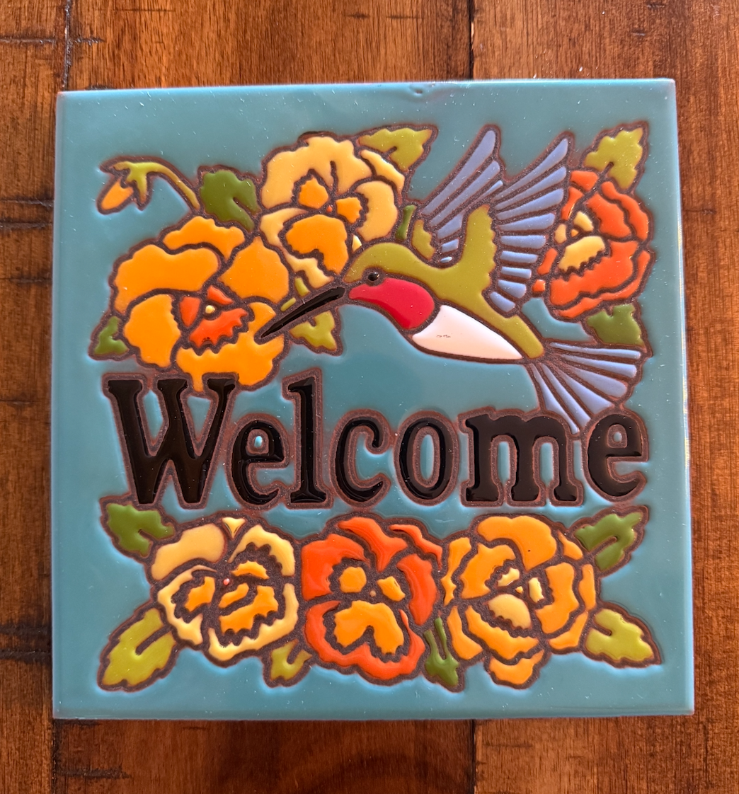10/2 1pm: Glaze a 6" Art Tile Workshop - Welcome Hummingbird