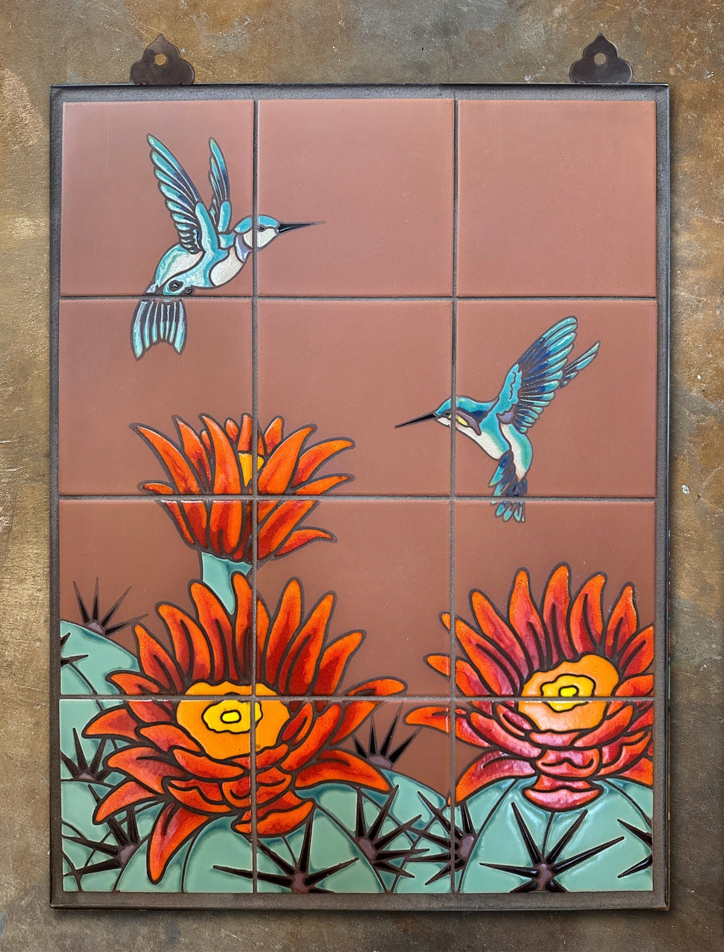 Hummingbirds on Terra Cotta 18x24 Panel 3