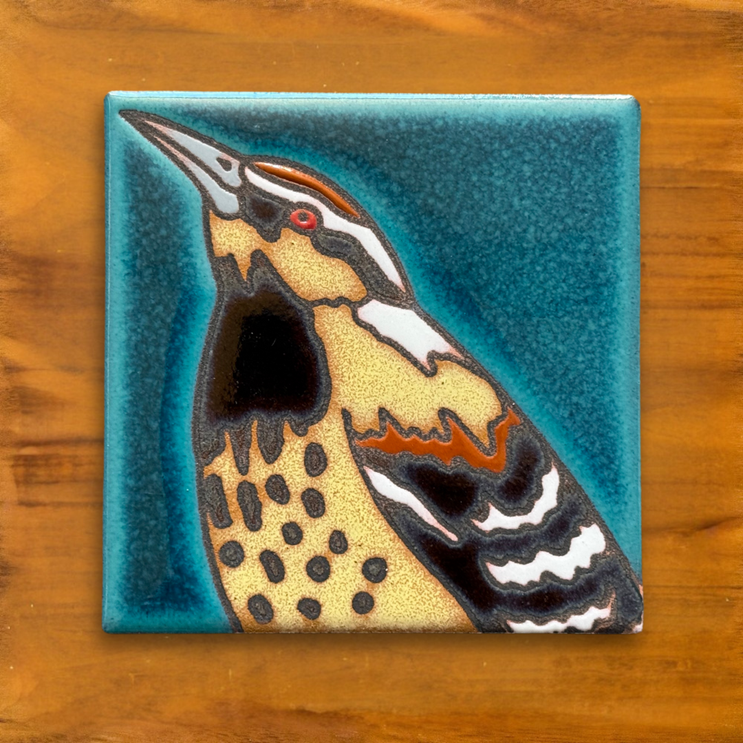 Desert Bird Ceramic Tile Coasters – 4"x4" Hand-Glazed Southwest Bird Art – Set of 4 or Sold Individually – Cork Backed – Gift for Bird Lovers