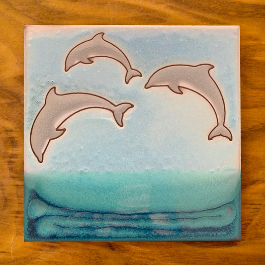 Dolphins Tile Art Trivet