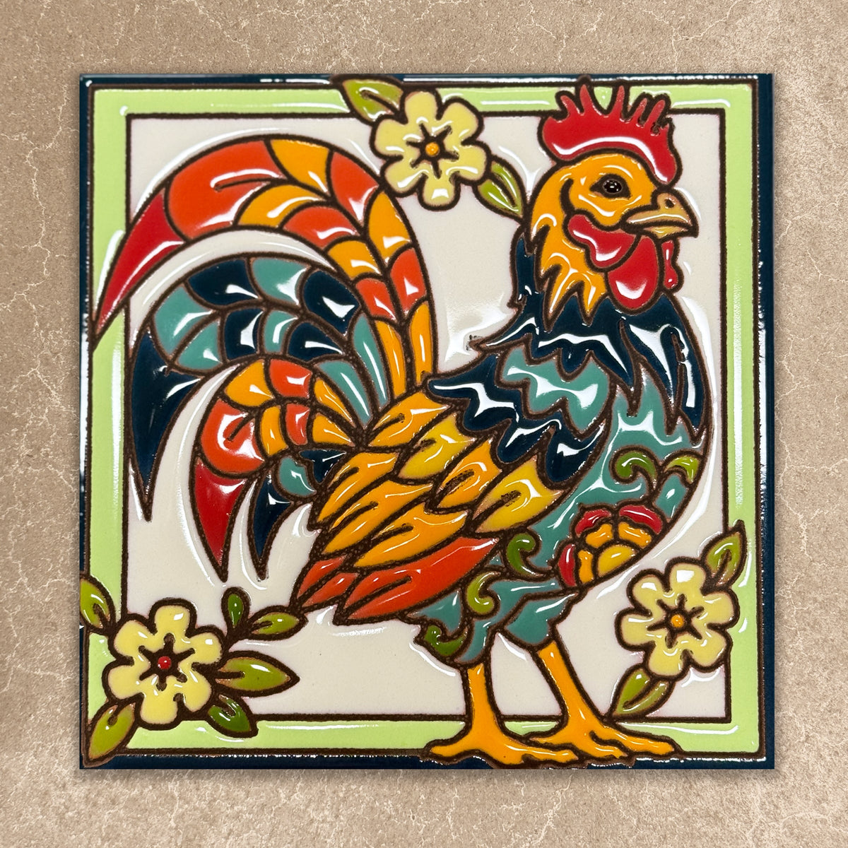 Southwest Rooster Tile (6176), Earthtones Heritage Collection
