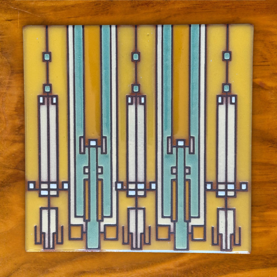 Coonley House | Frank Lloyd Wright© 6x6 Ceramic Tile | Art and Architecture Gift | Unique Kitchen Trivet | Cork Backed | Small Wall Decor