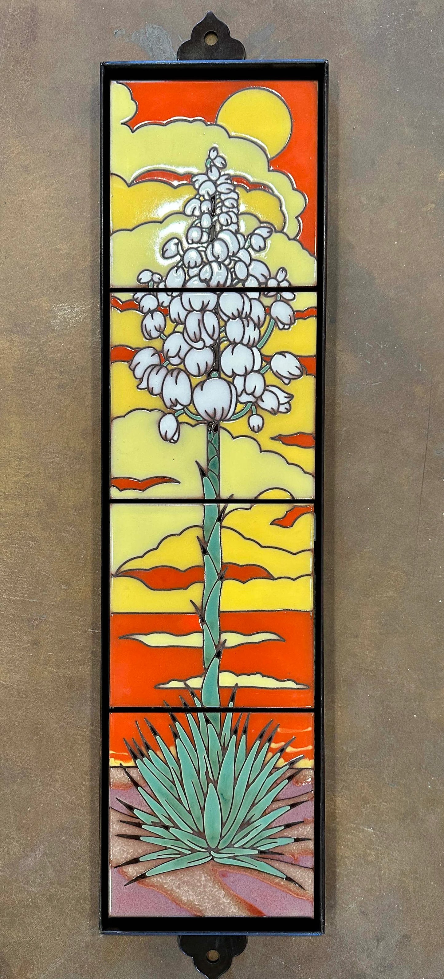 6"x24" Retro Yucca Tile Mural - Framed