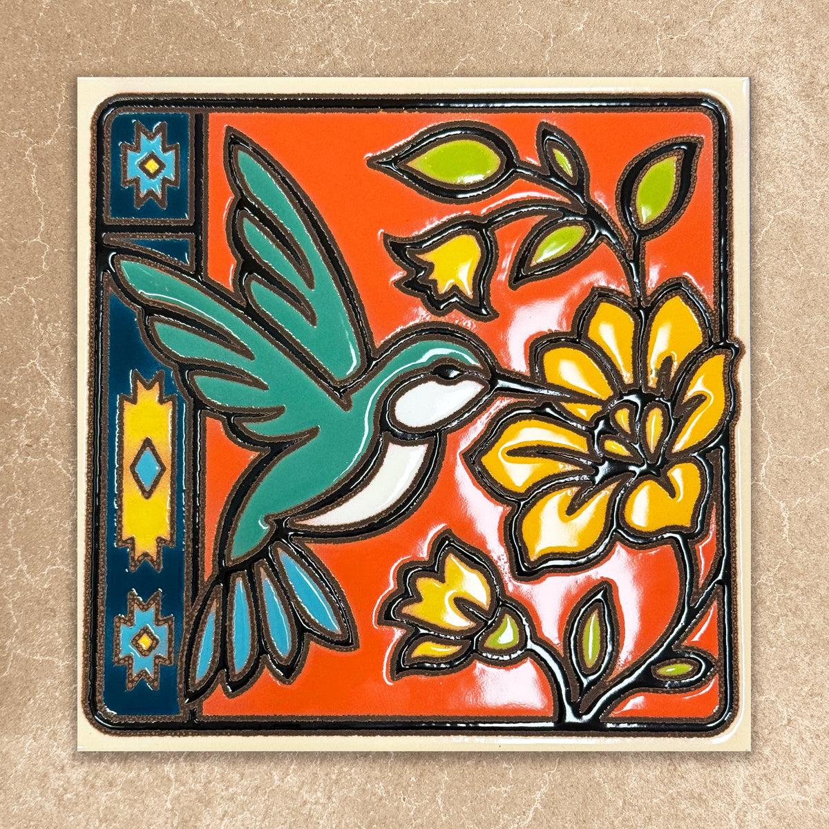 Southwest Hummingbird Tile (7857), Earthtones Heritage Collection