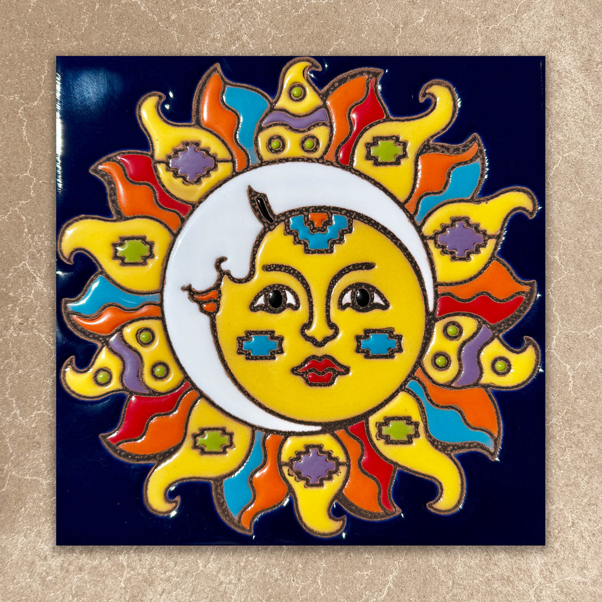 southwest sun and moon ceramic tile