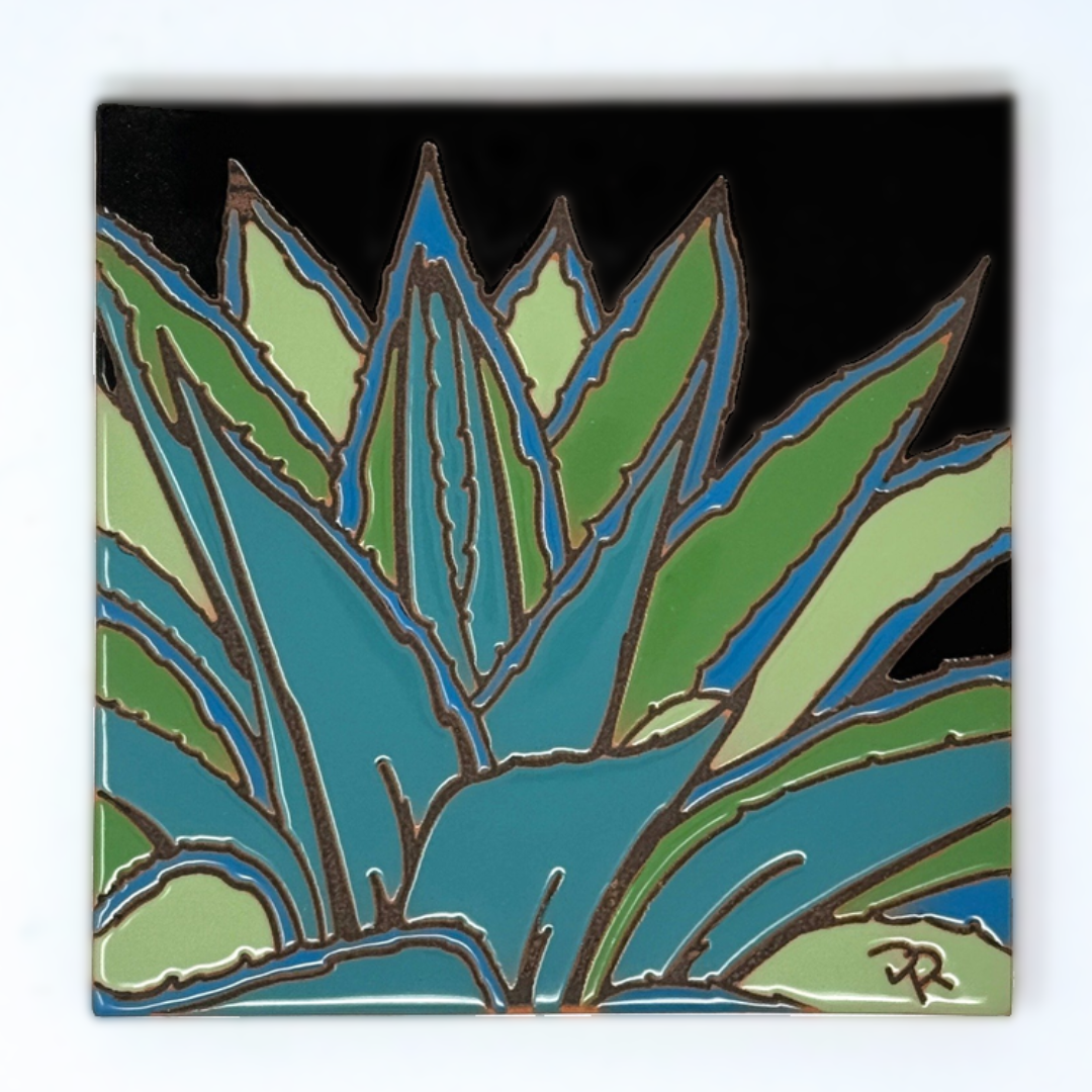 Agave - Earthtones Tile - Ceramic tile house sign, wall art gift or kitchen trivet