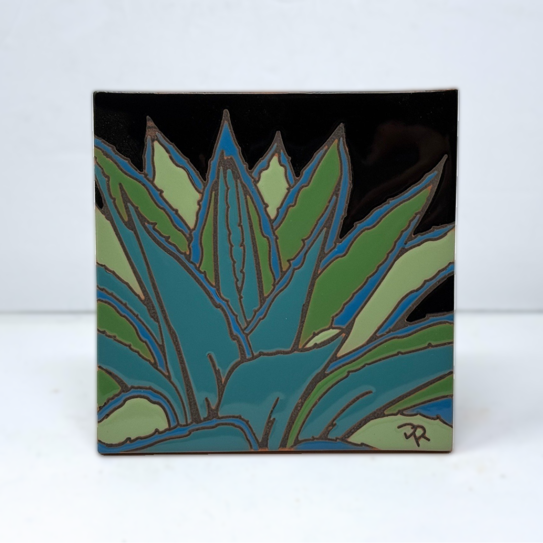 Agave - Earthtones Tile - Ceramic tile house sign, wall art gift or kitchen trivet