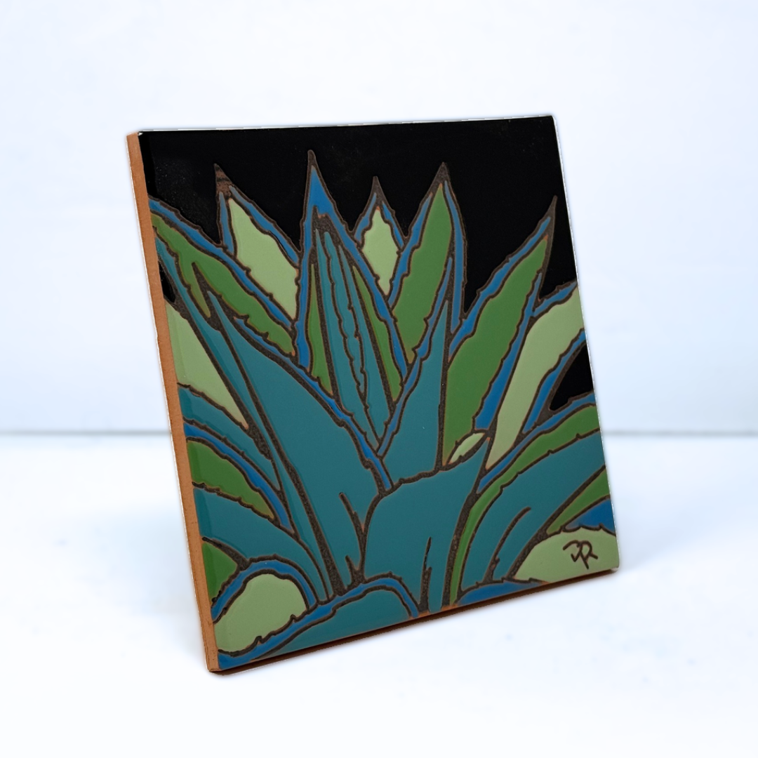 Agave - Earthtones Tile - Ceramic tile house sign, wall art gift or kitchen trivet