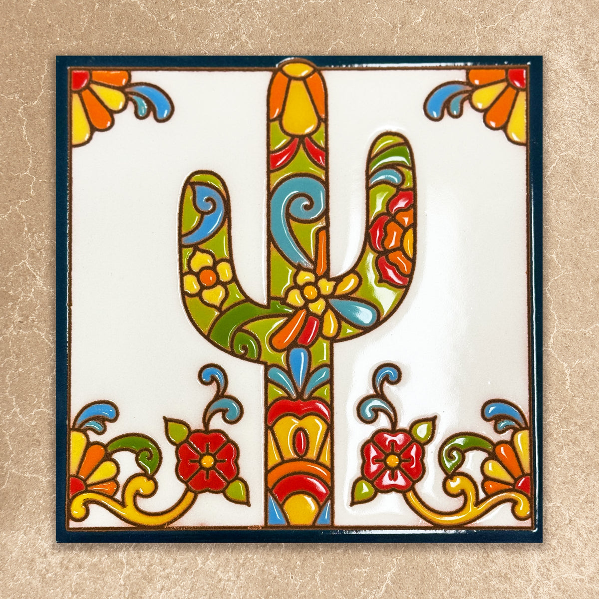 Saguaro Cactus talavera tile