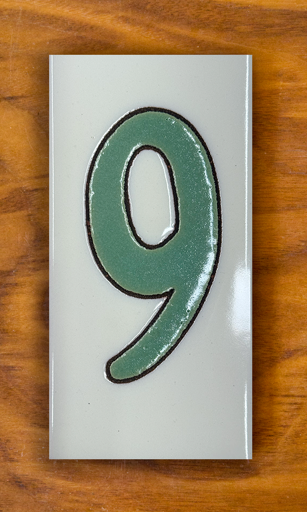 Plain Green on White Individual 3x6 House Number Tiles