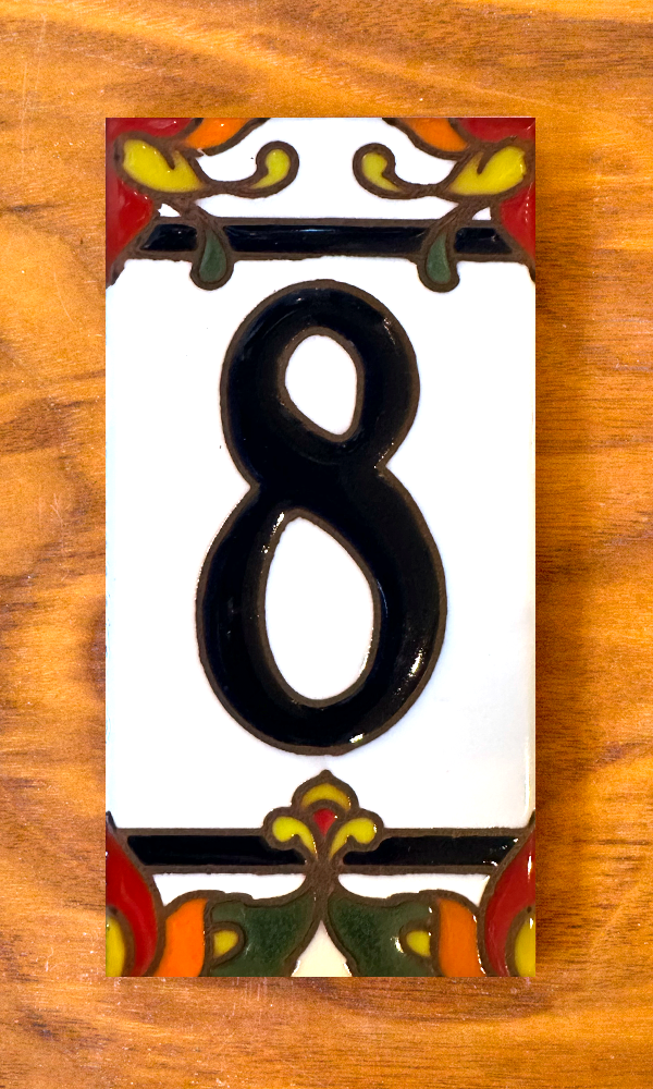 Talavera: White Individual 3x6 House Number Tiles and End Caps