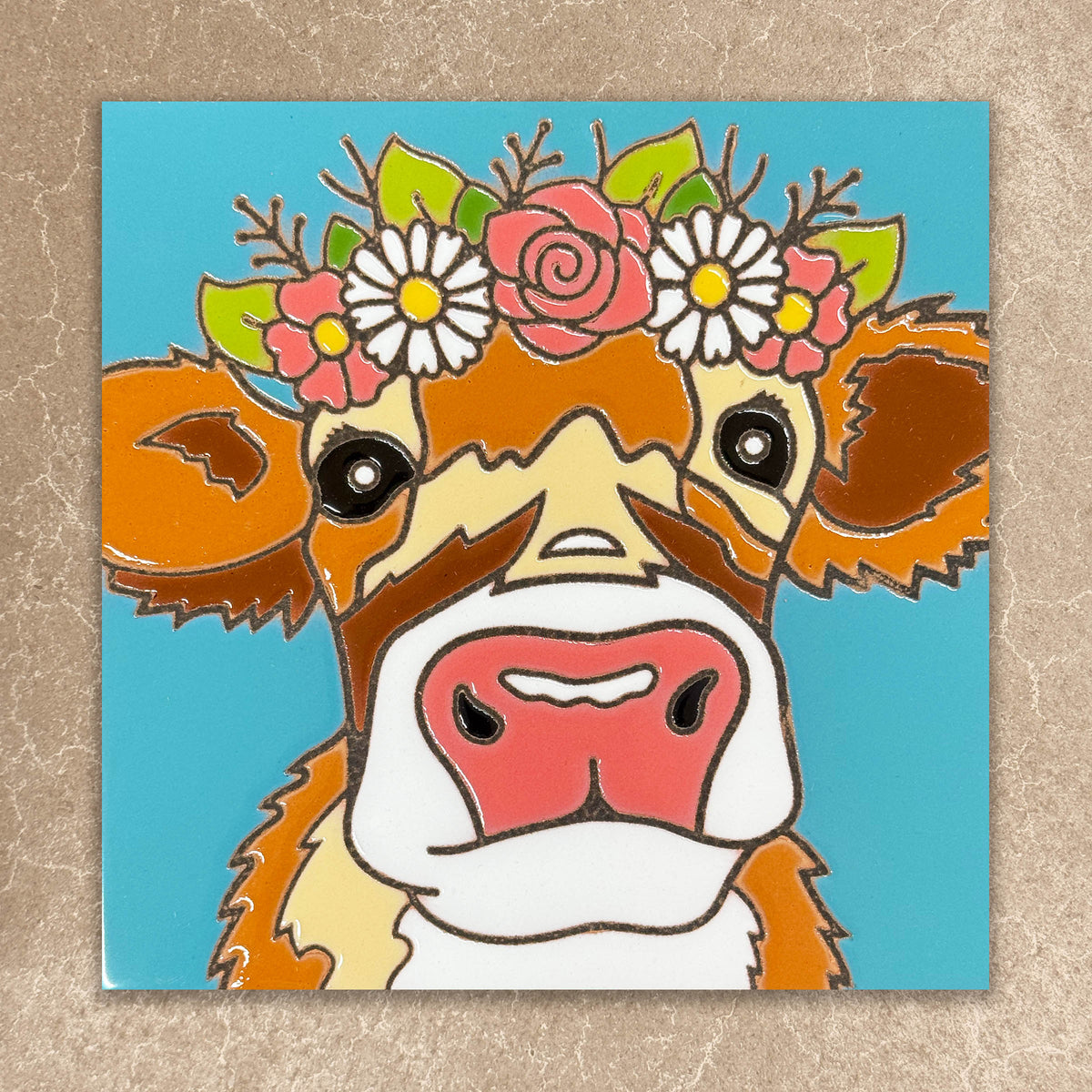 Farmhouse Cow Tile (8734), Earthtones Heritage Collection