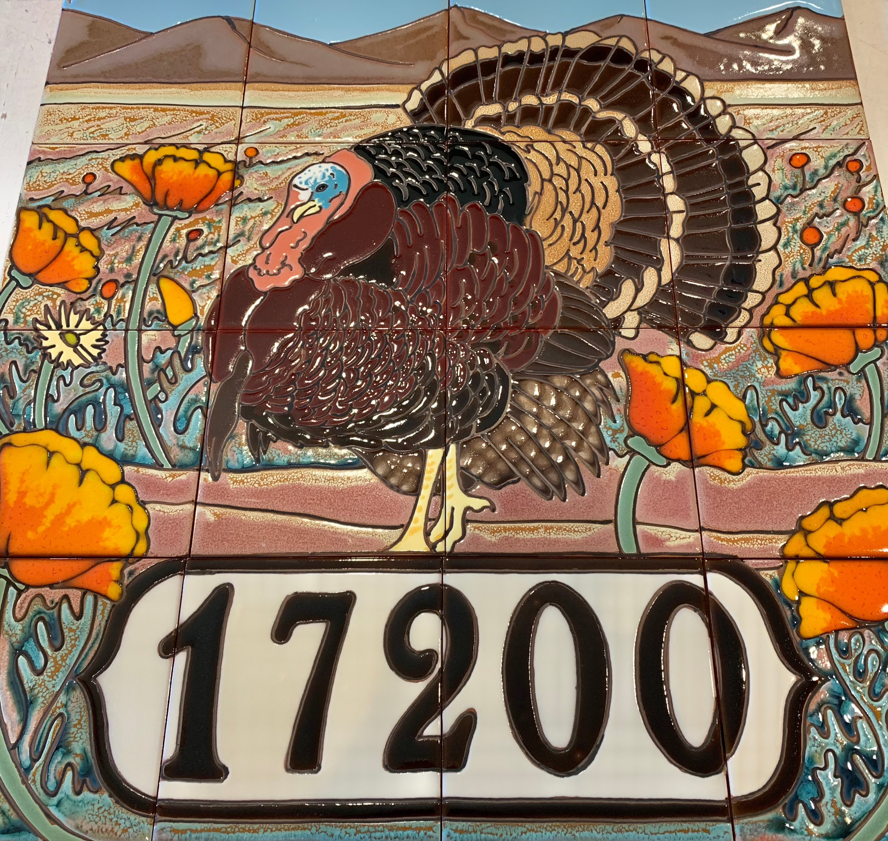 custom tile sign with turkey