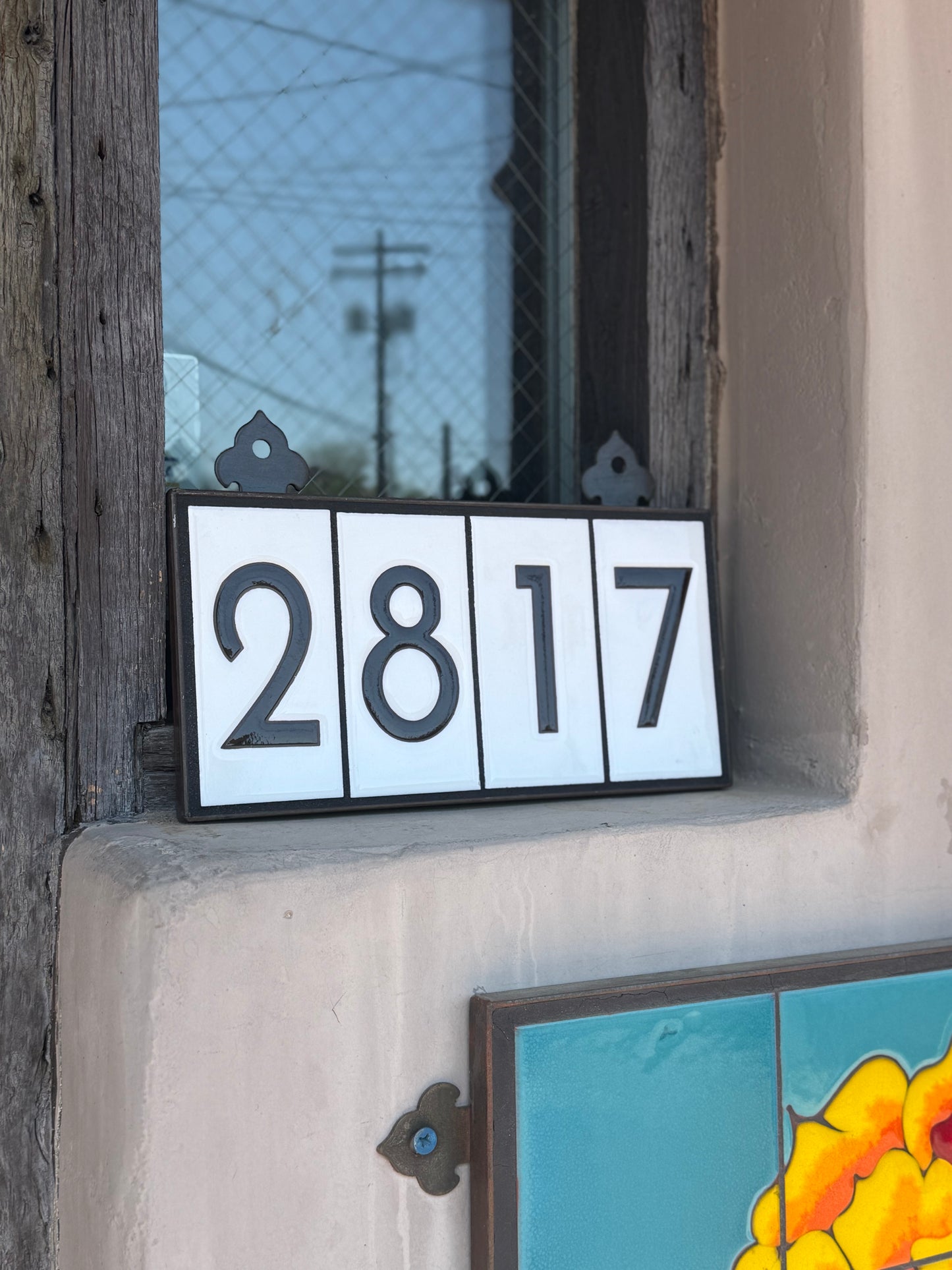 Custom Framed Tile House Number Set: Frank Lloyd Wright© - White