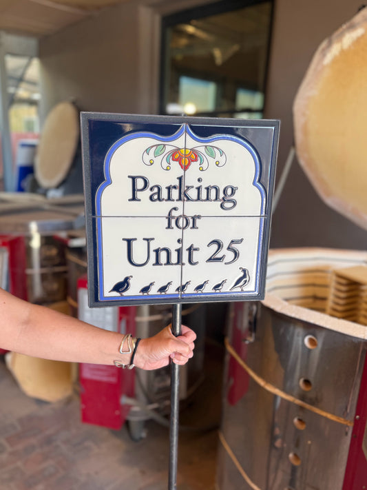 Custom Quail Parking Sign or House Sign: Framed w/ Personalized Text 12" wide by 12" tall | Desert Decor | Hand Glazed Tile | Weatherproof
