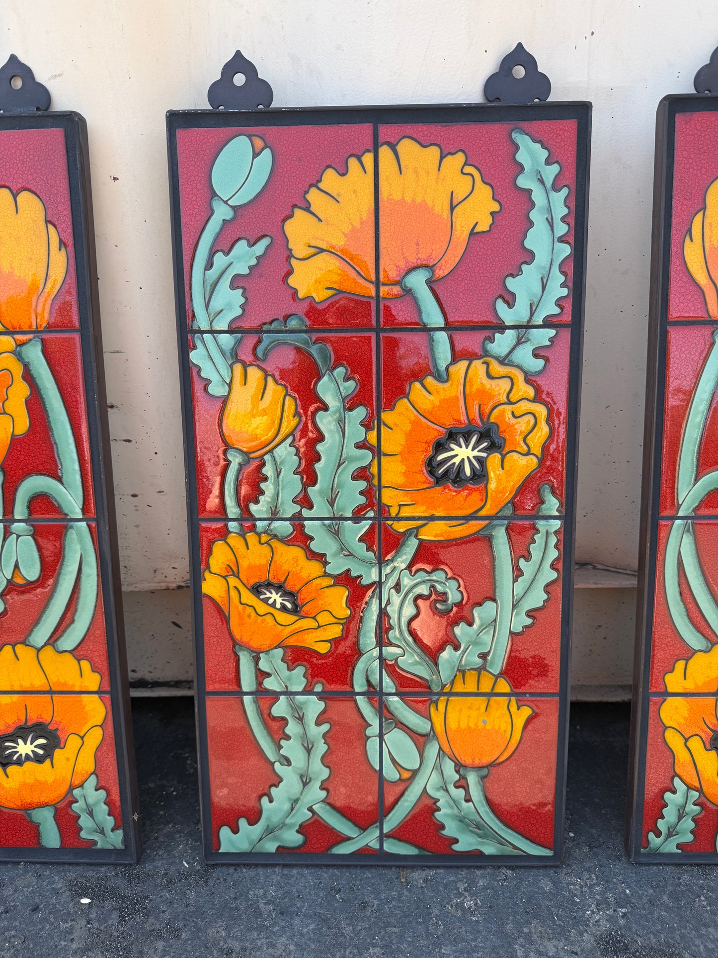 Middle Poppies on Red