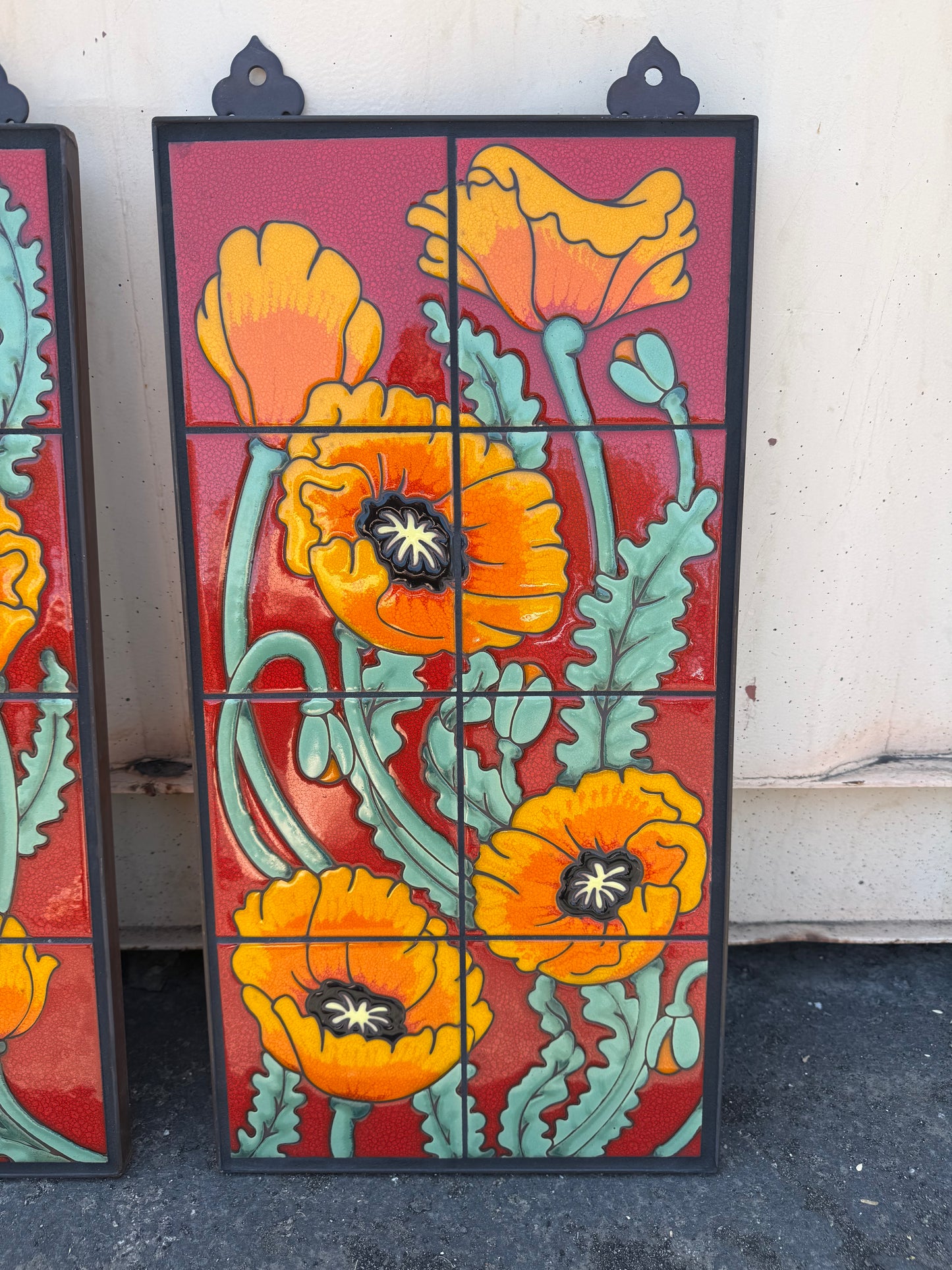 Left Poppies on Red