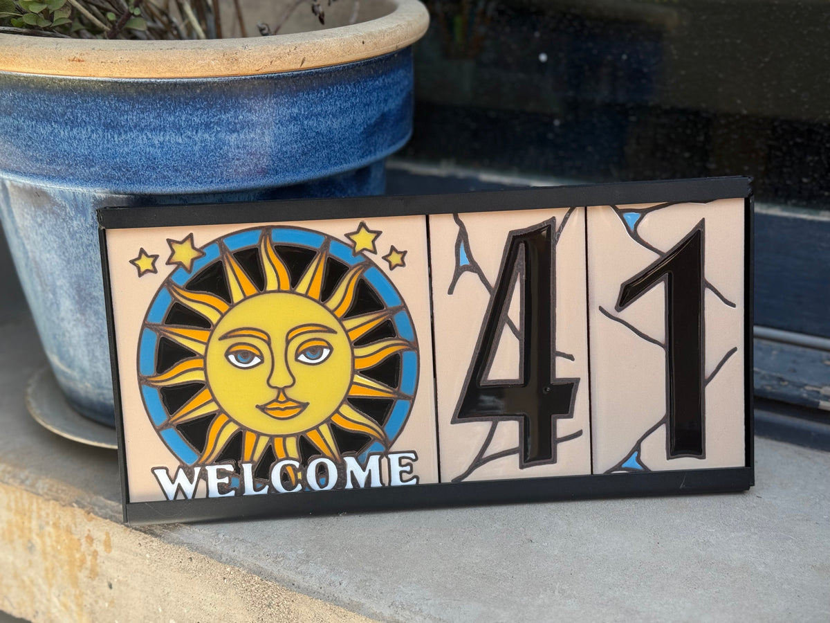 Welcome Sunface Tile | Sun Welcome Sign (4228), Earthtones Heritage Collection
