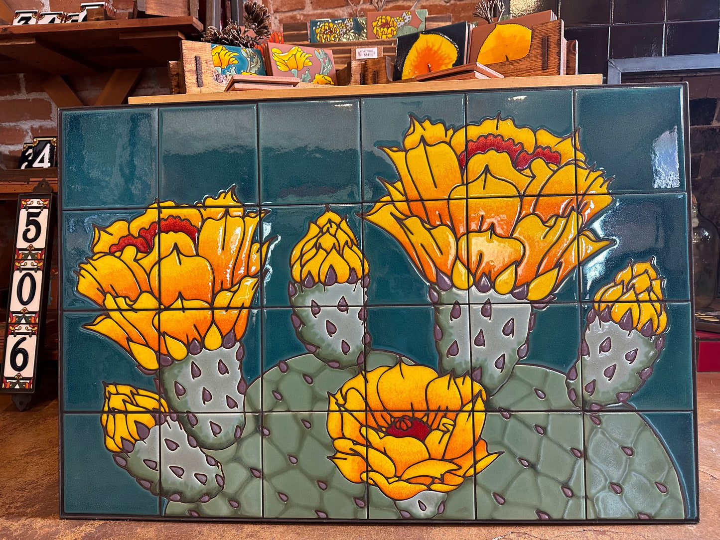 Macro Prickly Pear Blooms Tile Mural 36x24