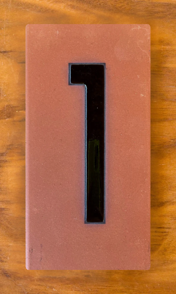 Frank Lloyd Wright© Individual 3x6 House Number Tiles - Terra Cotta Background