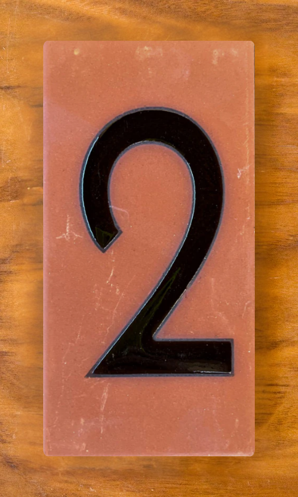 Frank Lloyd Wright© Individual 3x6 House Number Tiles - Terra Cotta Background