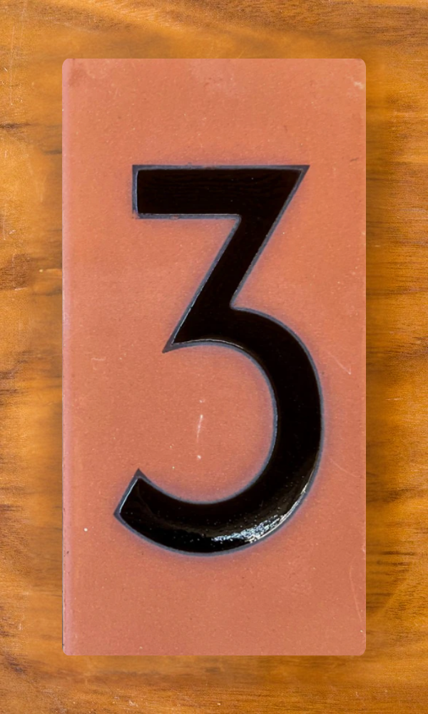 Frank Lloyd Wright© Individual 3x6 House Number Tiles - Terra Cotta Background
