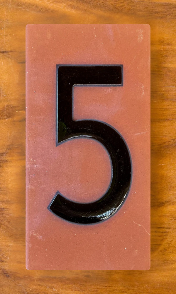Frank Lloyd Wright© Individual 3x6 House Number Tiles - Terra Cotta Background