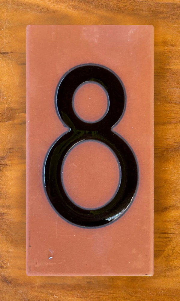Frank Lloyd Wright© Individual 3x6 House Number Tiles - Terra Cotta Background