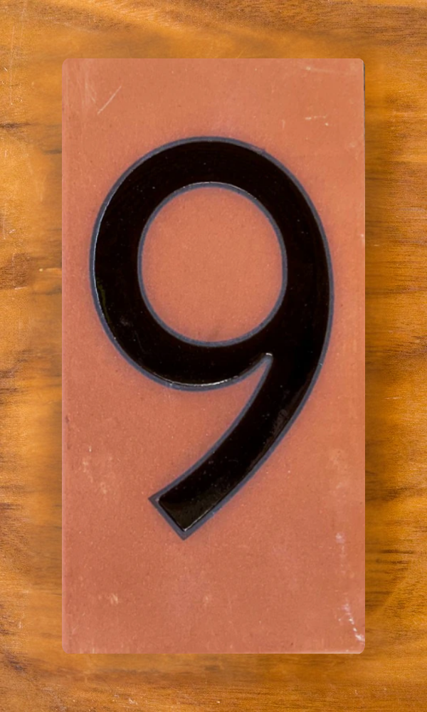 Frank Lloyd Wright© Individual 3x6 House Number Tiles - Terra Cotta Background