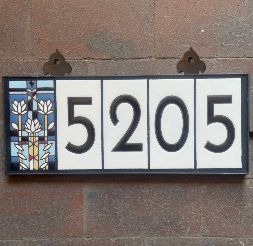 Custom Framed Tile Address Sign: Frank Lloyd Wright© - Waterlilies
