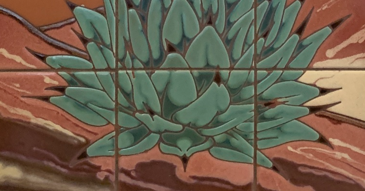 Century Plant on Terra Cotta Fine Art Tile Mural 18"x36"