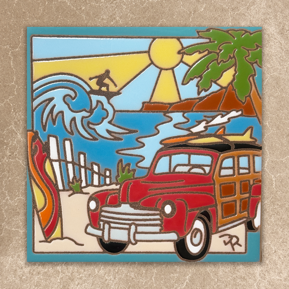 Woody with Surfer Tile (8073), Earthtones Heritage Collection