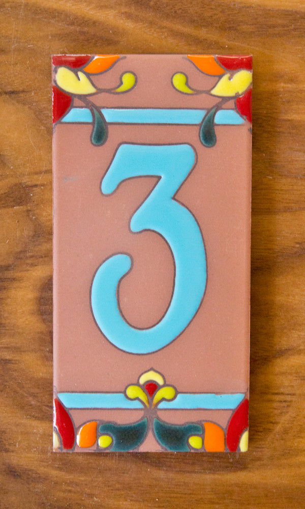 Talavera: Turquoise Individual 3x6 House Number Tiles and End Caps