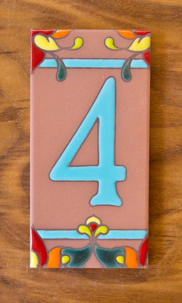 Talavera: Turquoise Individual 3x6 House Number Tiles and End Caps