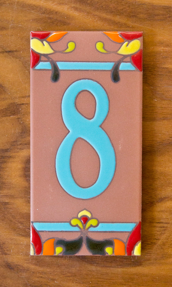 Talavera: Turquoise Individual 3x6 House Number Tiles and End Caps