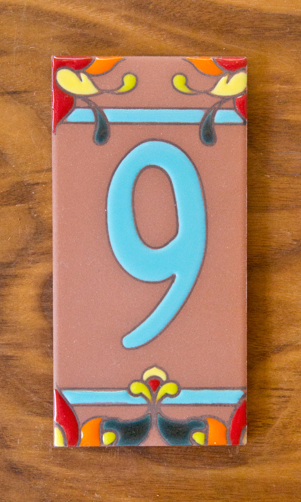 Talavera: Turquoise Individual 3x6 House Number Tiles and End Caps
