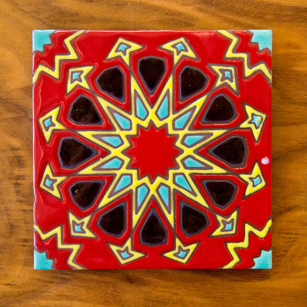 Alhambra Tile Art Trivet Geometric Colorful Gift Backsplash Ceramic Tile