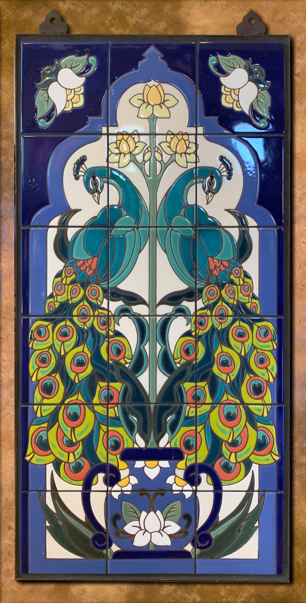 Arabesque Peacock Fine Art Tile Mural