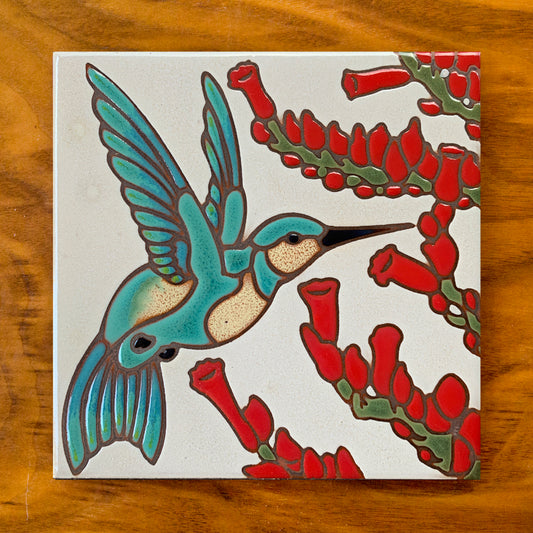 Hummingbird with Ocotillo Tile Art Trivet