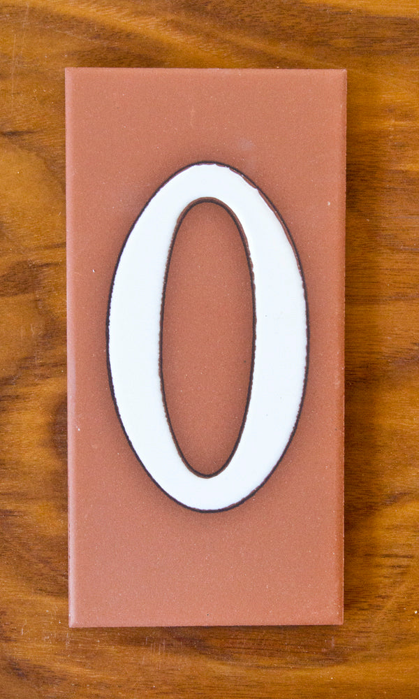 Plain Individual 3x6 Number Tiles on Terra Cotta
