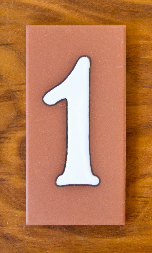 Plain Individual 3x6 Number Tiles on Terra Cotta