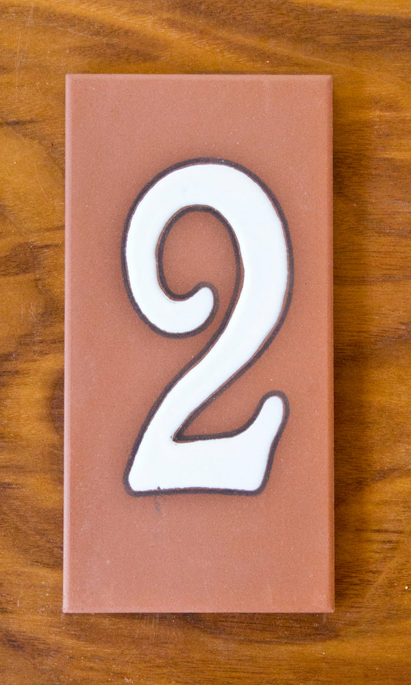 Plain Individual 3x6 Number Tiles on Terra Cotta
