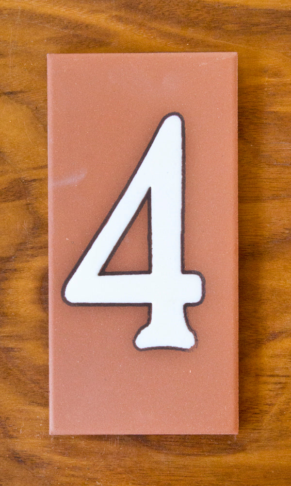 Plain Individual 3x6 Number Tiles on Terra Cotta