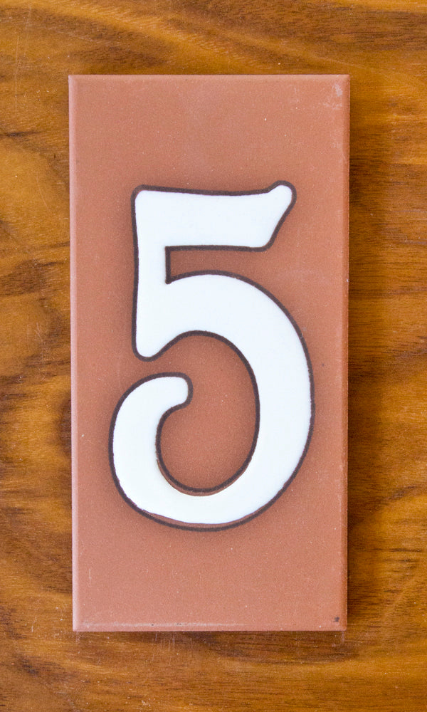 Plain Individual 3x6 Number Tiles on Terra Cotta
