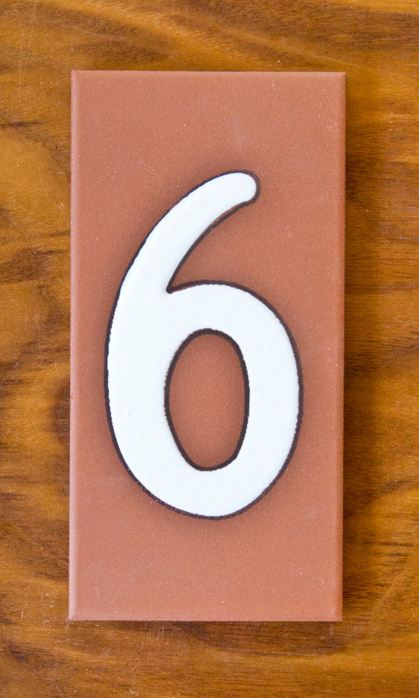 Plain Individual 3x6 Number Tiles on Terra Cotta