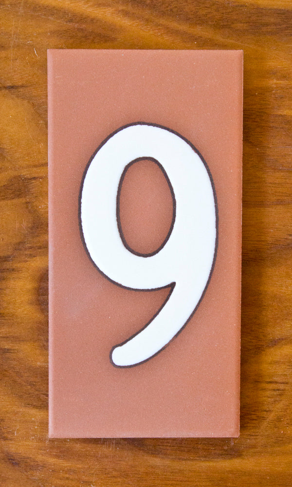 Plain Individual 3x6 Number Tiles on Terra Cotta