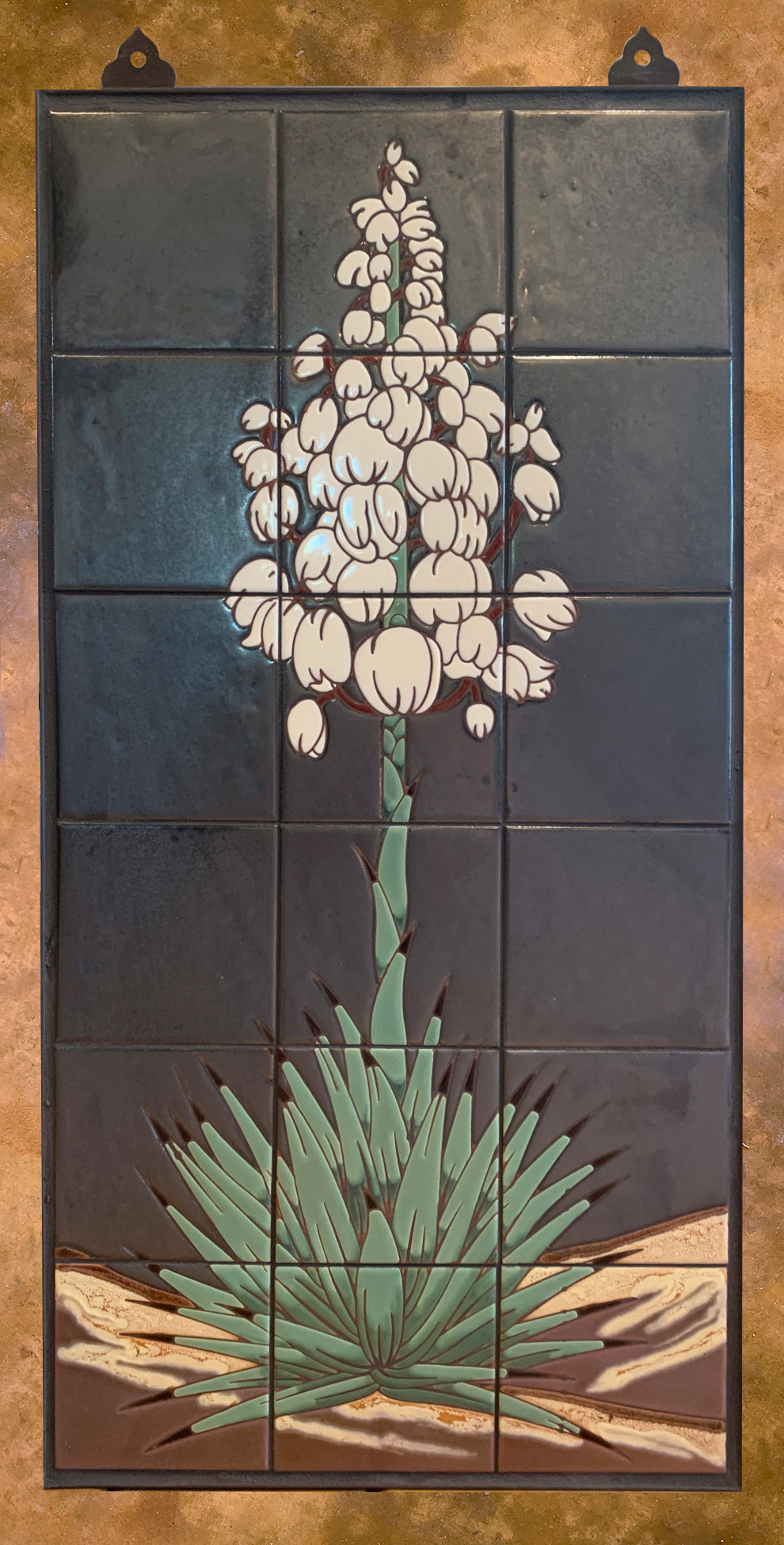 Yucca on Silver Fine Art Tile Mural 18"x36"